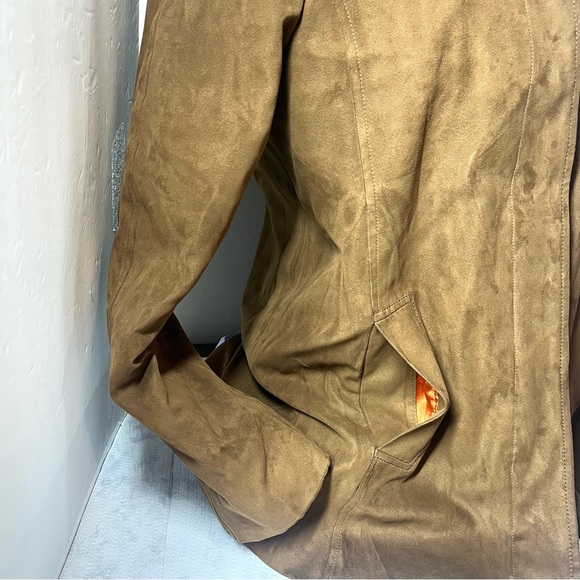 Women's London Fog Suede Jacket- Orange Quilted Lining. Size Medium - Picture 4 of 15